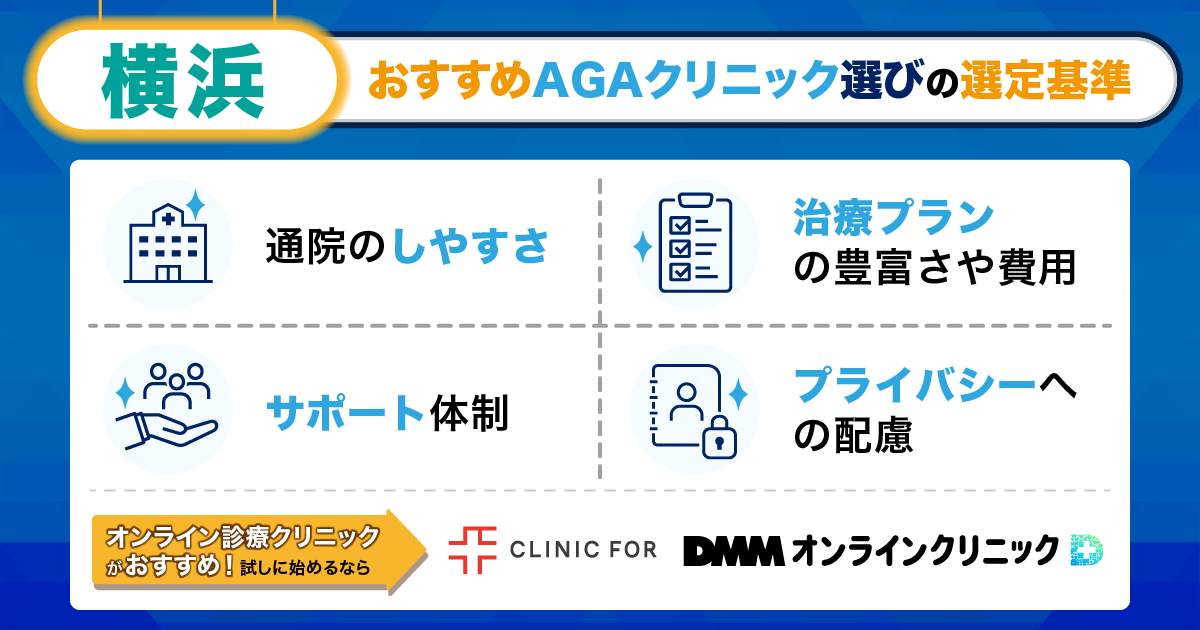 横浜のおすすめAGAクリニック選びの選定基準