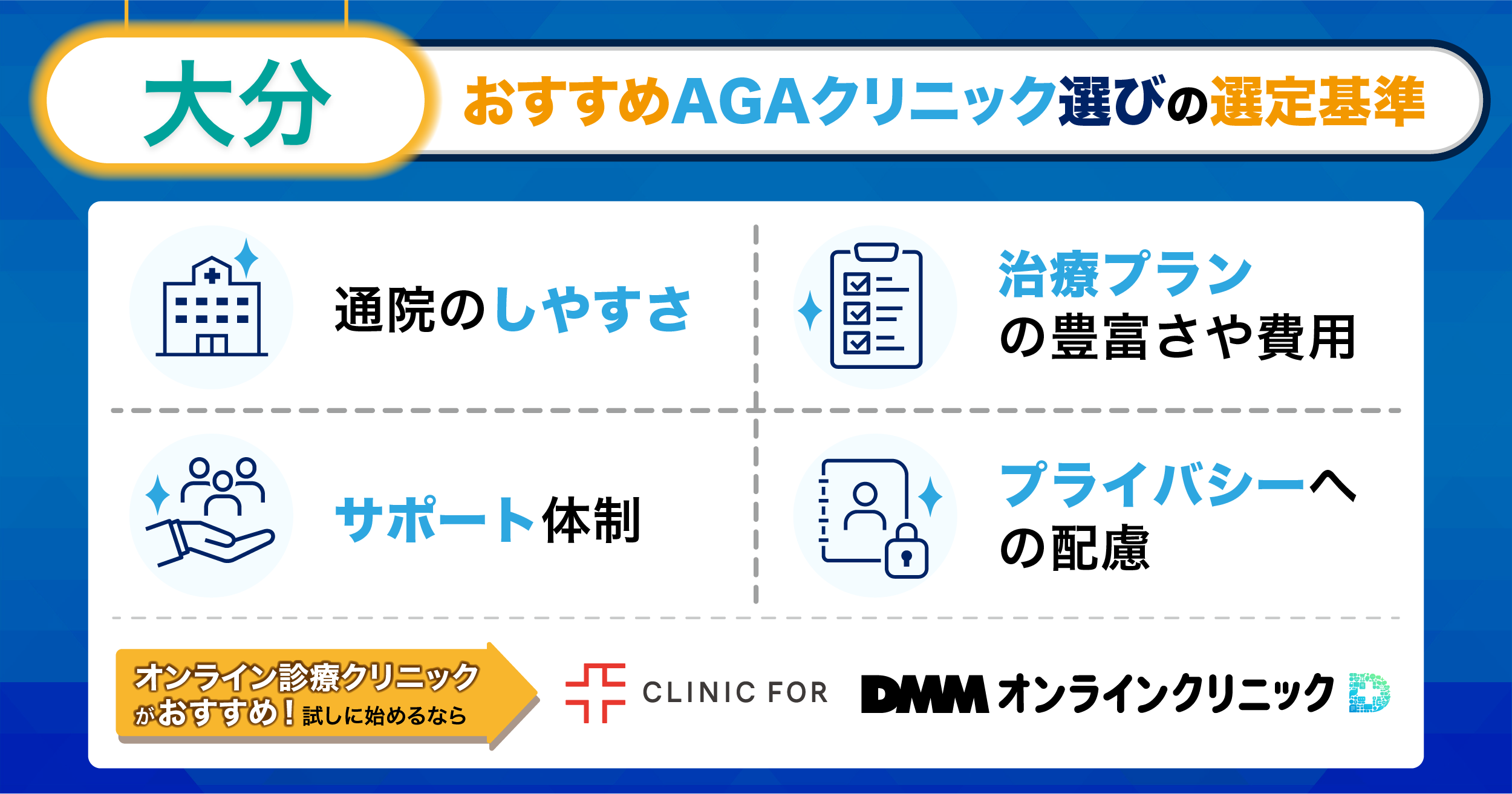 大分のおすすめAGAクリニック選びの選定基準