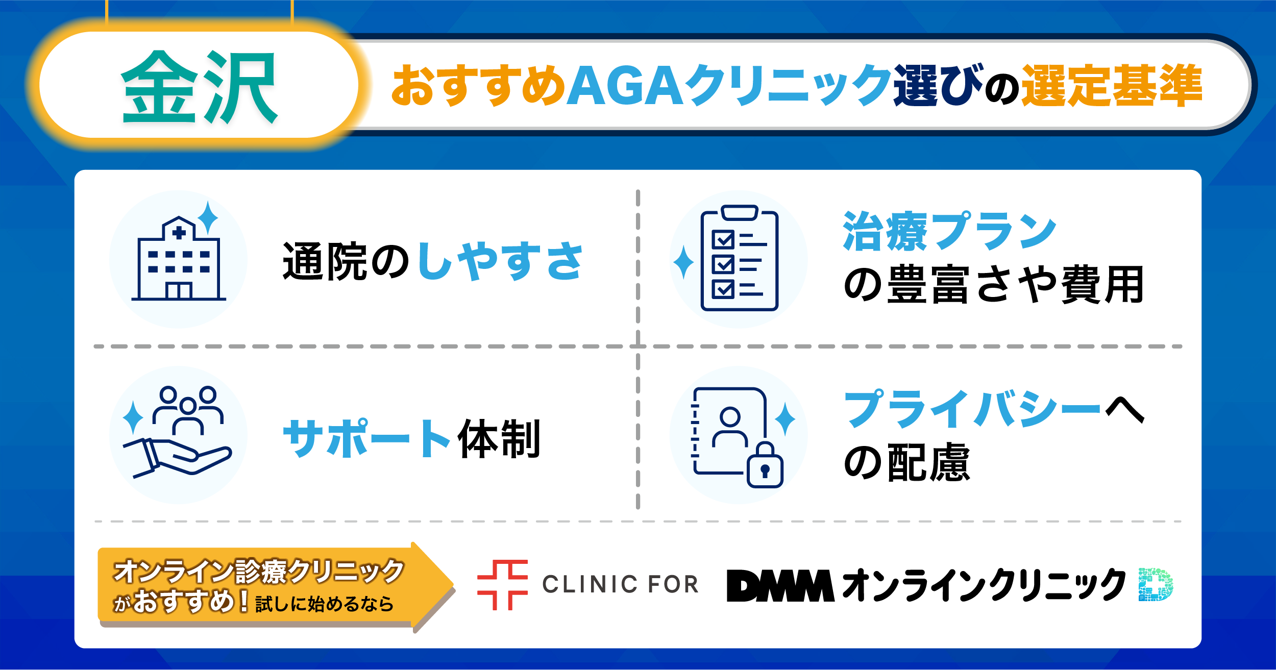 金沢のおすすめAGAクリニック選びの選定基準