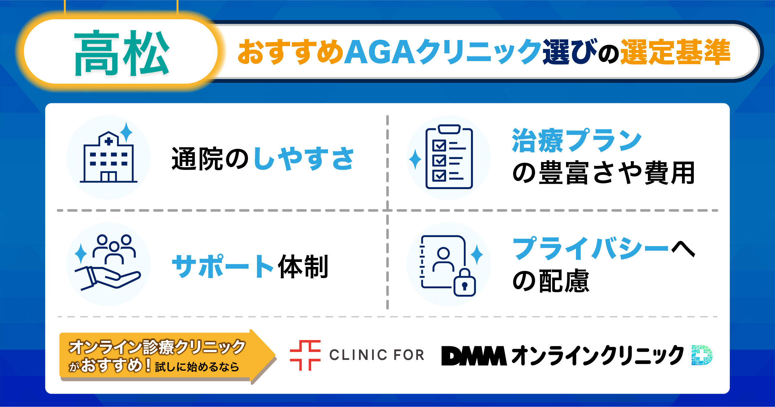 高松のおすすめAGAクリニック選びの選定基準