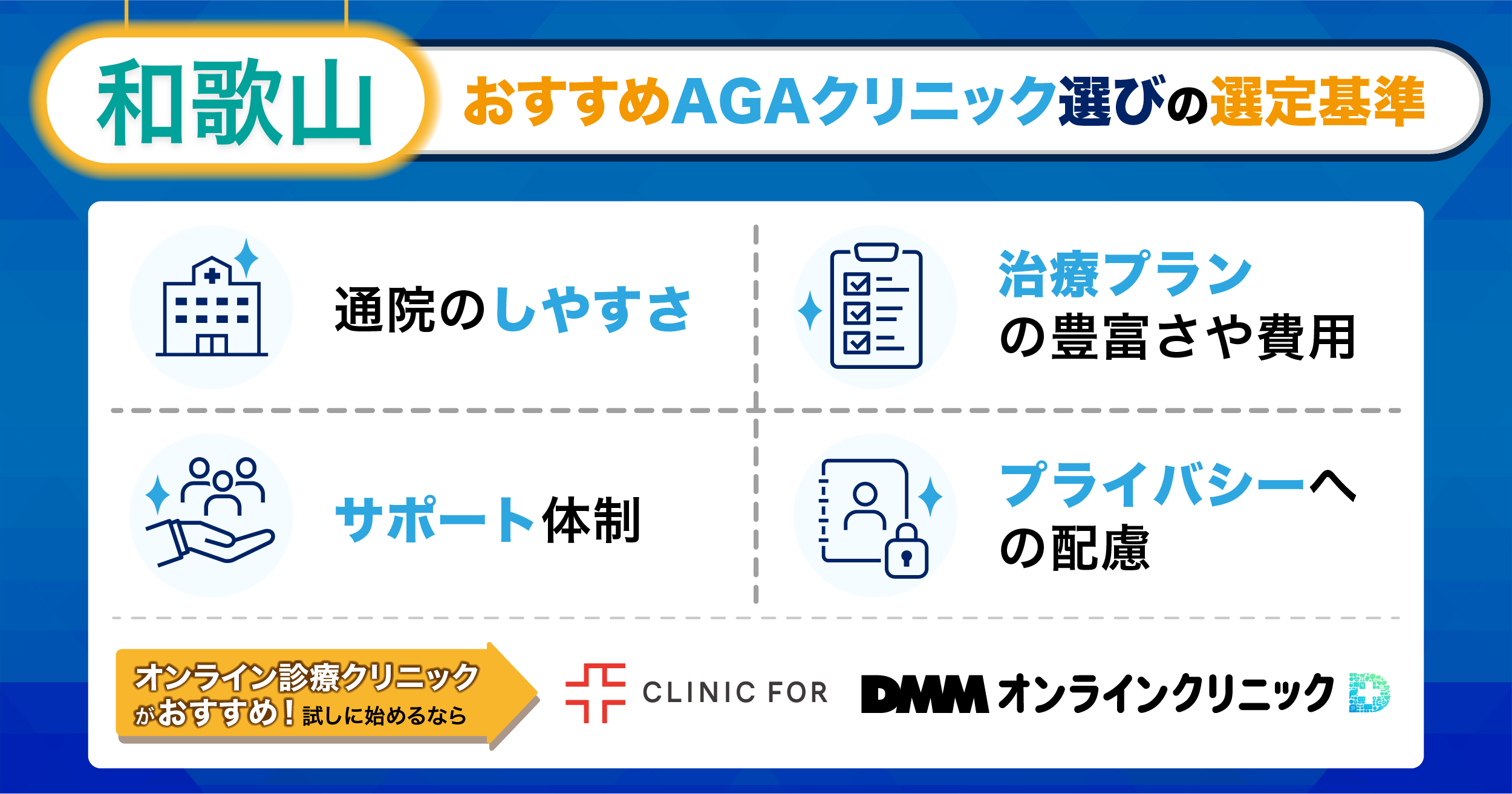和歌山のおすすめAGAクリニック選びの選定基準